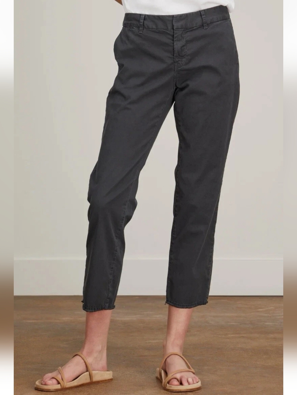 Nili Lotan Dark Grey East Hampton Ankle-Crop Chino Pants